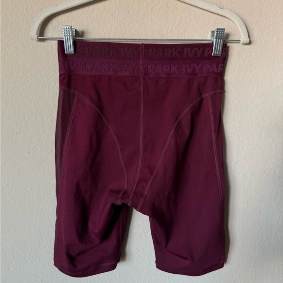 Adidas Ivy Park Mesh Paneled High Waisted Biker Shorts Maroon Size S - Picture 9 of 10